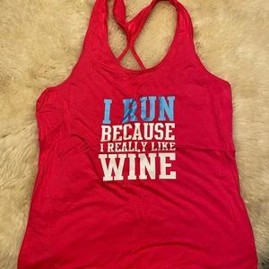 Work Out Tank: “I run because i really like wine”